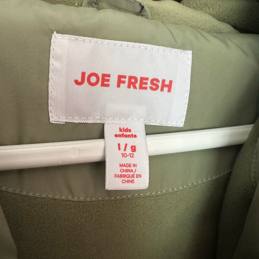 Joe Fresh Kids Green Puffer Coat with Fur Hood - Picture 3 of 3